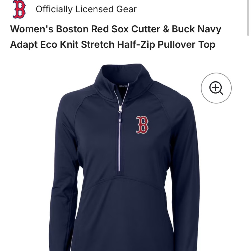 Cutter & Buck Navy Red Sox Half-Zip Pullover